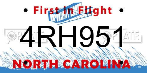 4RH951 North Carolina License Plate