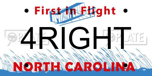 4RIGHT North Carolina License Plate