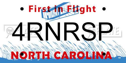 4RNRSP North Carolina License Plate