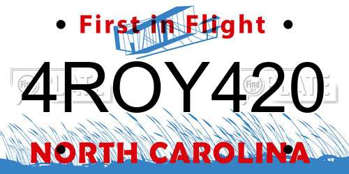 4ROY420 North Carolina License Plate