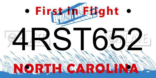 4RST652 North Carolina License Plate