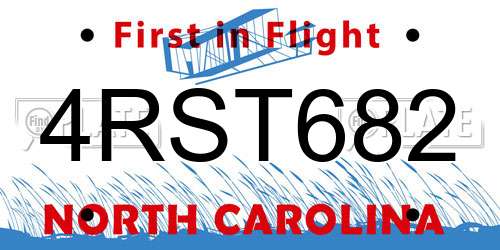4RST682 North Carolina License Plate