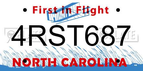 4RST687 North Carolina License Plate