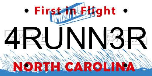 4RUNN3R North Carolina License Plate