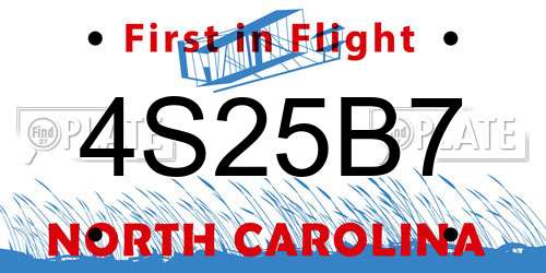 4S25B7 North Carolina License Plate