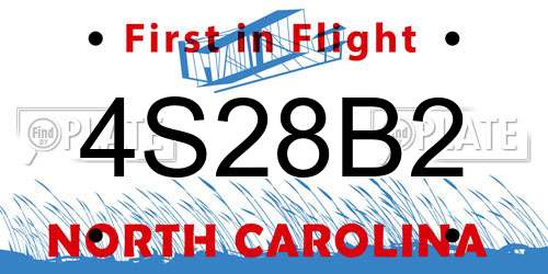 4S28B2 North Carolina License Plate