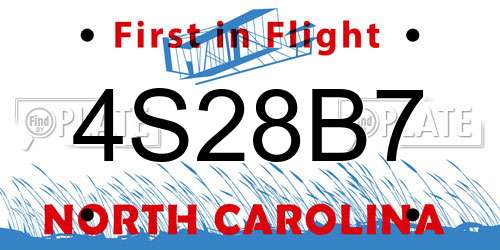 4S28B7 North Carolina License Plate