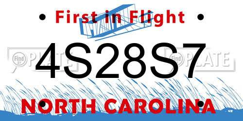 4S28S7 North Carolina License Plate
