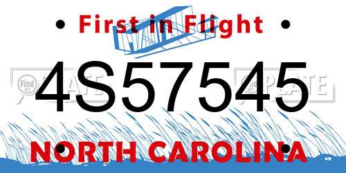 4S57545 North Carolina License Plate