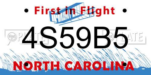 4S59B5 North Carolina License Plate