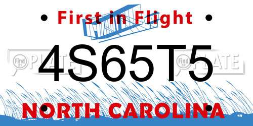 4S65T5 North Carolina License Plate
