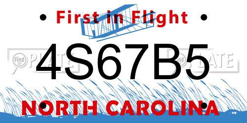 4S67B5 North Carolina License Plate