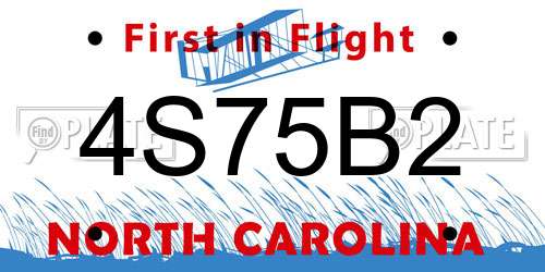4S75B2 North Carolina License Plate