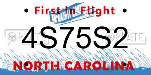 4S75S2 North Carolina License Plate