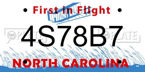 4S78B7 North Carolina License Plate