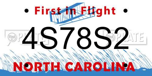4S78S2 North Carolina License Plate