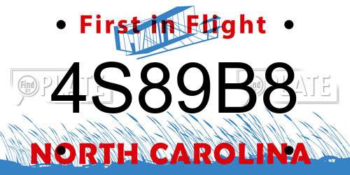 4S89B8 North Carolina License Plate