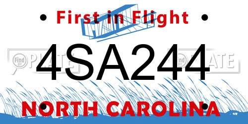 4SA244 North Carolina License Plate