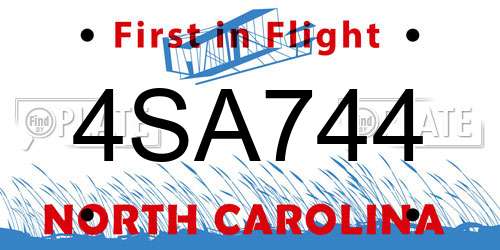 4SA744 North Carolina License Plate
