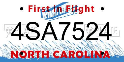 4SA7524 North Carolina License Plate