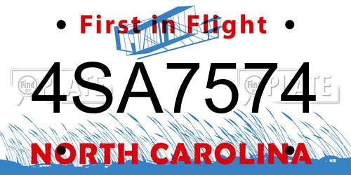 4SA7574 North Carolina License Plate