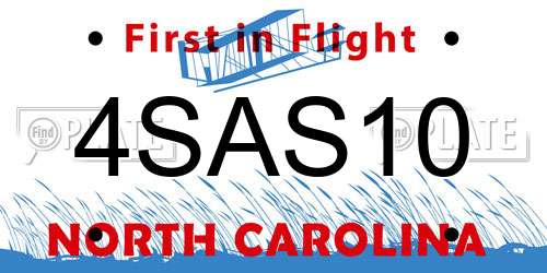 4SAS10 North Carolina License Plate