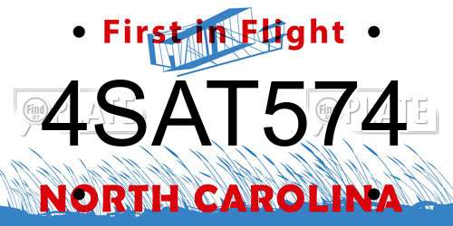 4SAT574 North Carolina License Plate