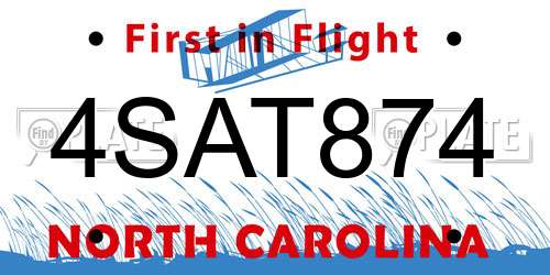 4SAT874 North Carolina License Plate