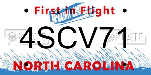 4SCV71 North Carolina License Plate