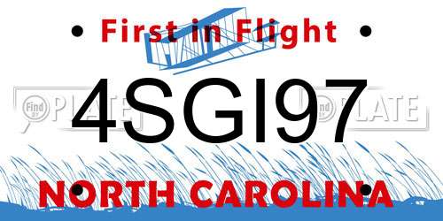 4SGI97 North Carolina License Plate