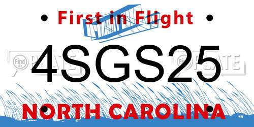 4SGS25 North Carolina License Plate