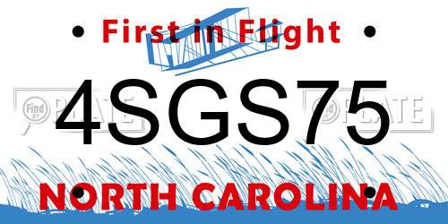 4SGS75 North Carolina License Plate