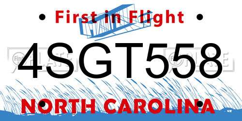 4SGT558 North Carolina License Plate