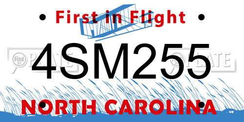 4SM255 North Carolina License Plate
