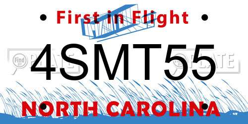 4SMT55 North Carolina License Plate