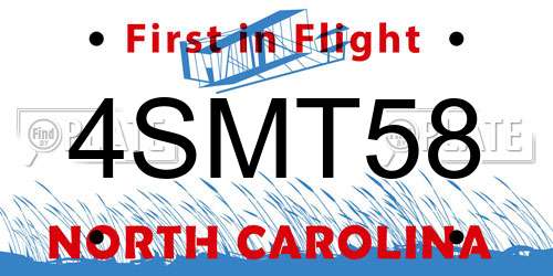 4SMT58 North Carolina License Plate