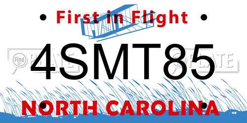 4SMT85 North Carolina License Plate