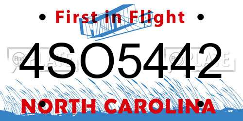 4SO5442 North Carolina License Plate