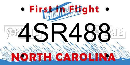 4SR488 North Carolina License Plate