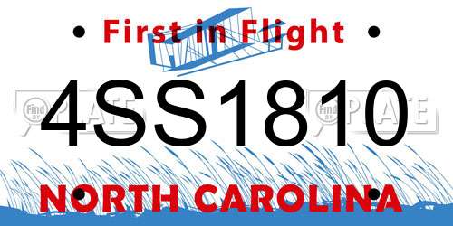 4SS1810 North Carolina License Plate
