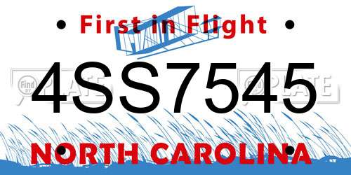 4SS7545 North Carolina License Plate