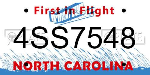 4SS7548 North Carolina License Plate