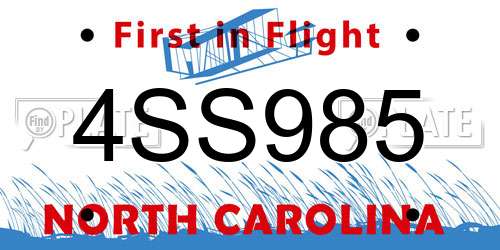 4SS985 North Carolina License Plate
