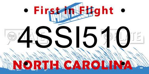 4SSI510 North Carolina License Plate