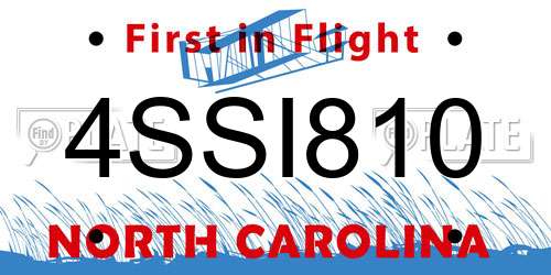 4SSI810 North Carolina License Plate