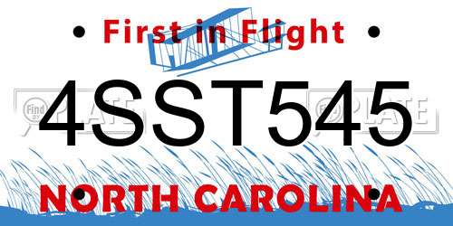 4SST545 North Carolina License Plate