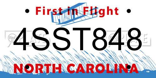 4SST848 North Carolina License Plate
