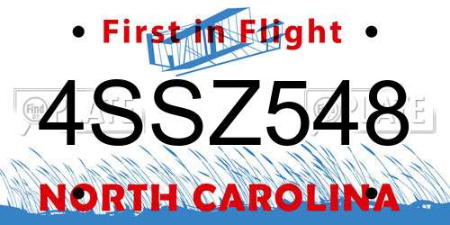 4SSZ548 North Carolina License Plate