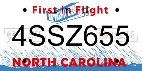 4SSZ655 North Carolina License Plate