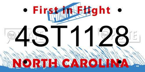 4ST1128 North Carolina License Plate